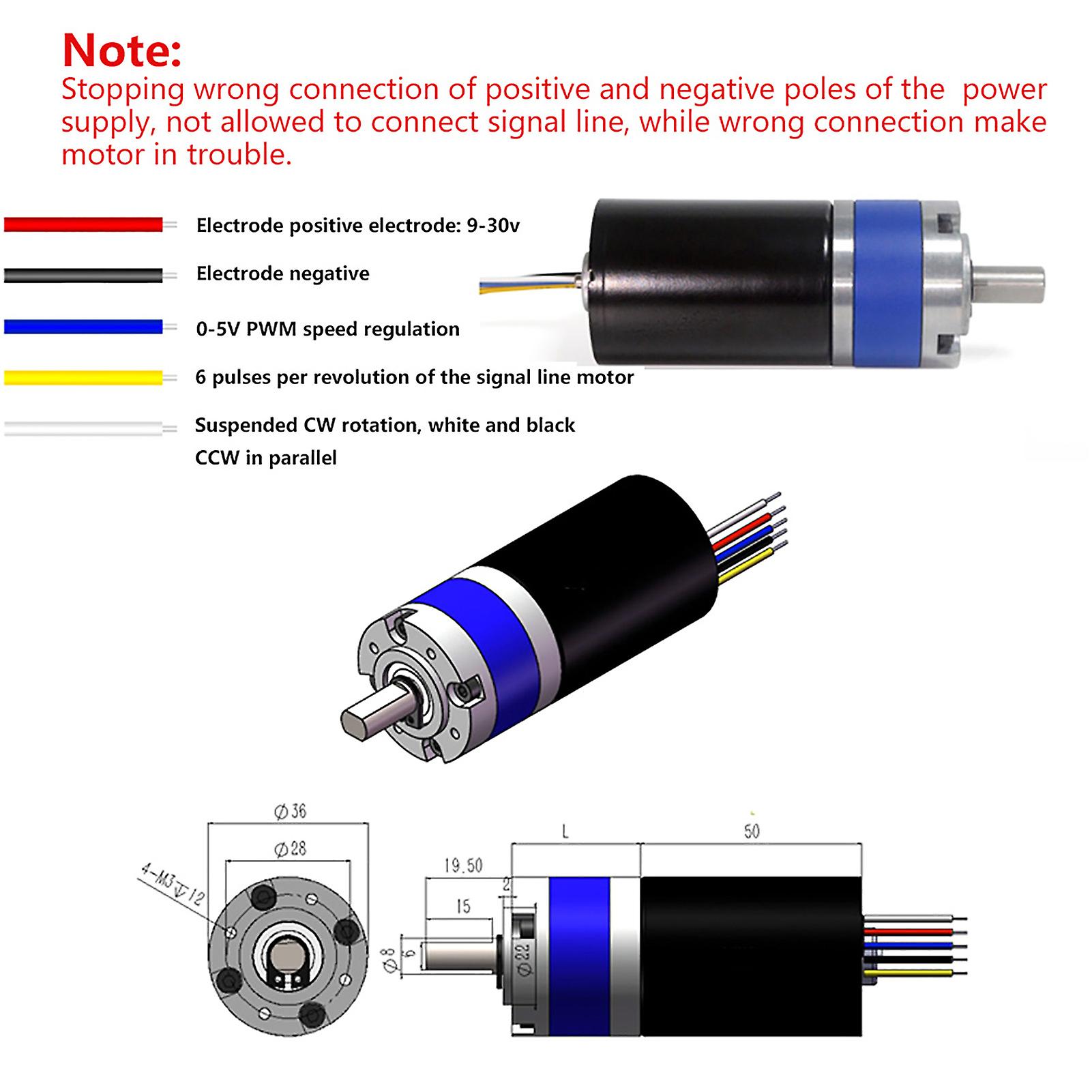 Brushless Dc Motor Mechanical Parts Metal Gear 36mm High Torsion Low Noise Wear Resistant 12v(430rpm )