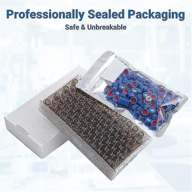 2ml Autosampler Vials Pack Of 100 - Hplc Vials 9-425 Vials With Blue Screw Caps，red White Septa