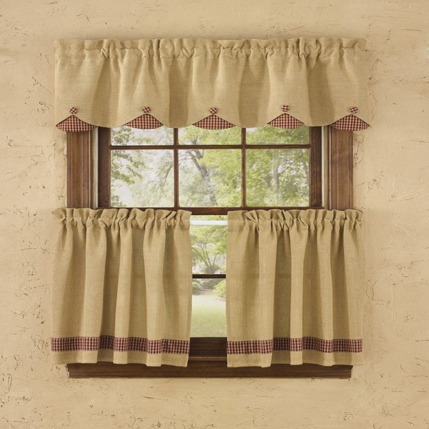 Park Designs Burlap And Check Lined Scallop Valance 15x58