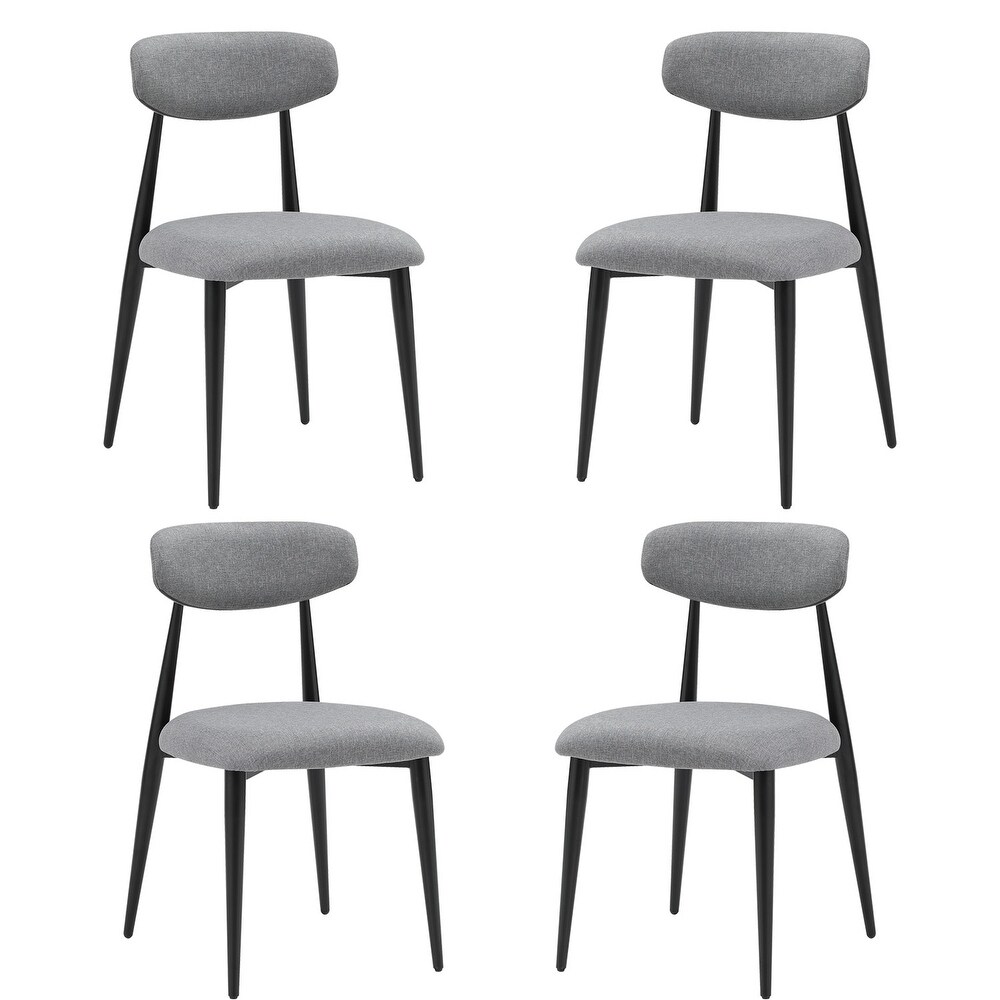 Recreational Dining Chairs Set of 4  Upholstered Dressing Chairs with Round Backrest and Metal Legs for Kitchen Terrace