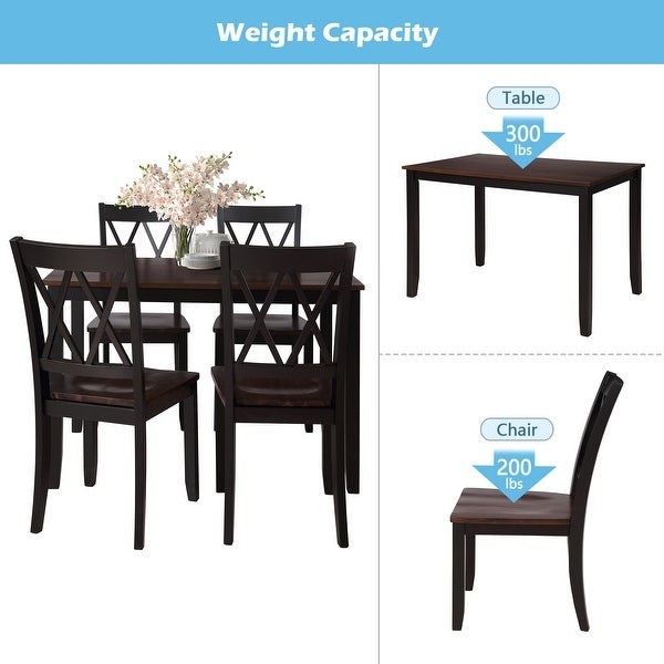 5-Piece Dining Table Set Home Kitchen Table and Chairs Wood Dining Set - N/A