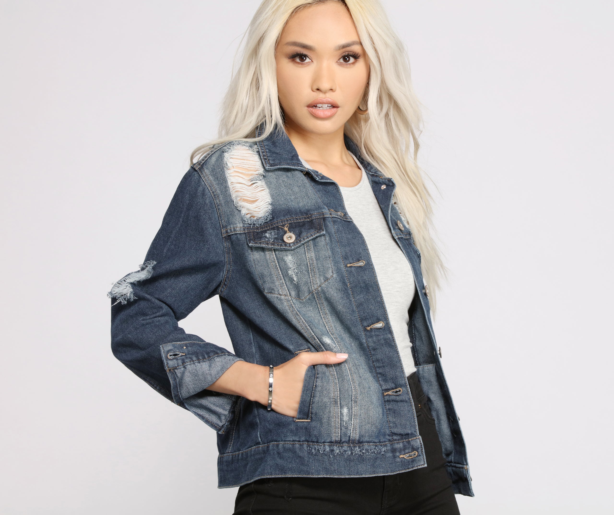 Destructed Boyfriend Denim Jacket