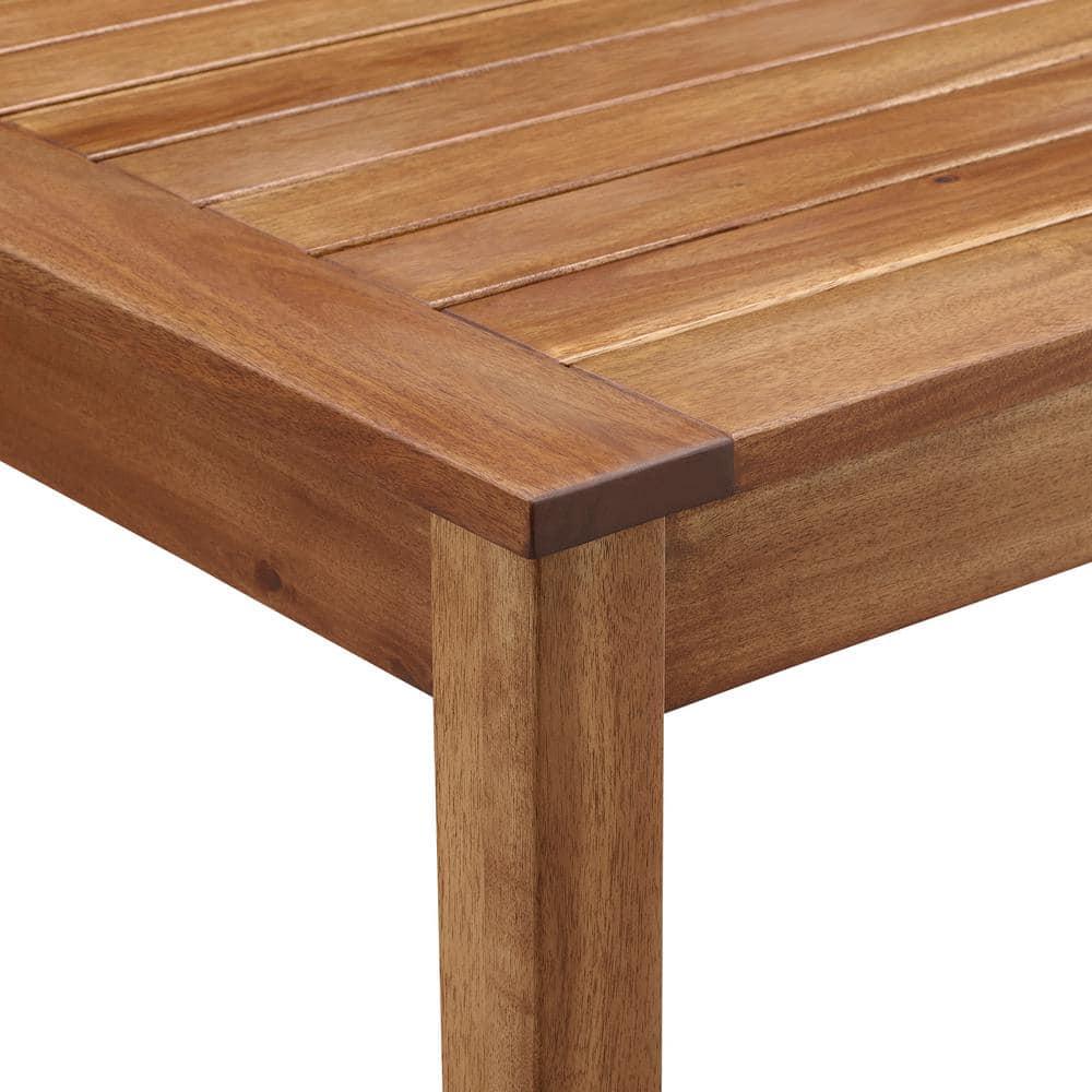 Welwick Designs Brown Rectangle Acacia Wood Counter Height Outdoor Patio Dining Table