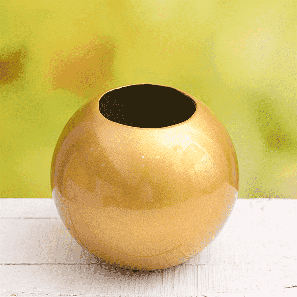 8 inch (20 cm) SML-002 Round Fiberglass Planter (Golden Color)