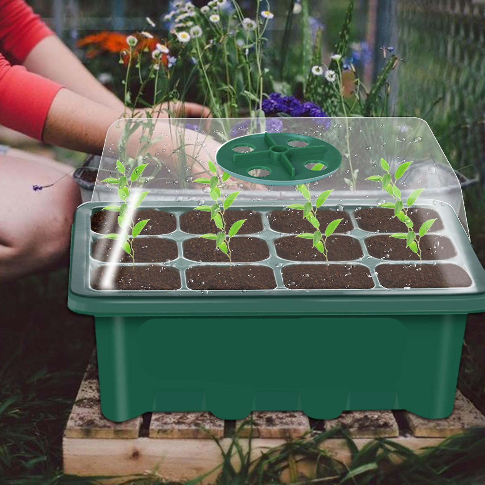 List10 X Seed Trays，10 X Watertight Base Tray，10 X Humidity Lid Dome，10 X Plant Label，2 X Small Garden Tools