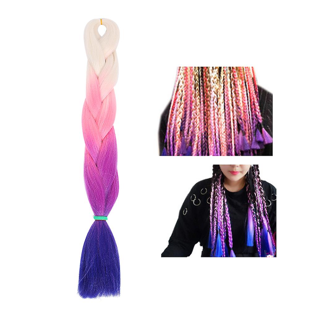 Jumbo Braid Hair White Pink Purple Dark Blue Gradient Color Synthetic Twist Braids Hair Extensions