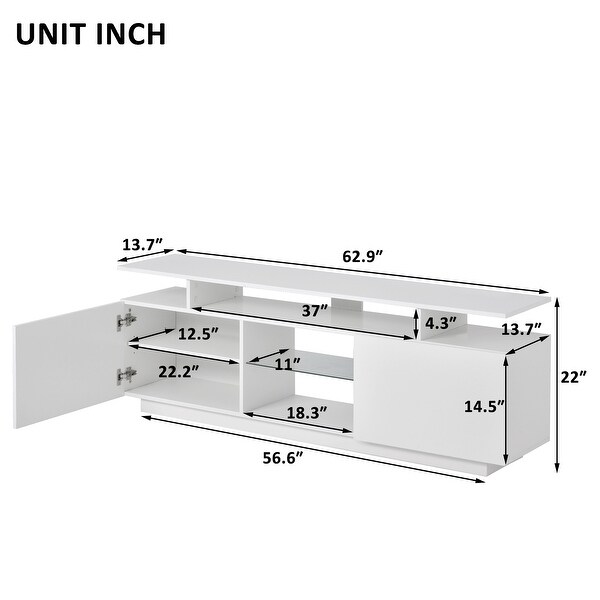 61 inandUp High Glossy RGB LED TV Stand with 2 Door and4 Upper Shelf TV Cabinet Entertainment Center