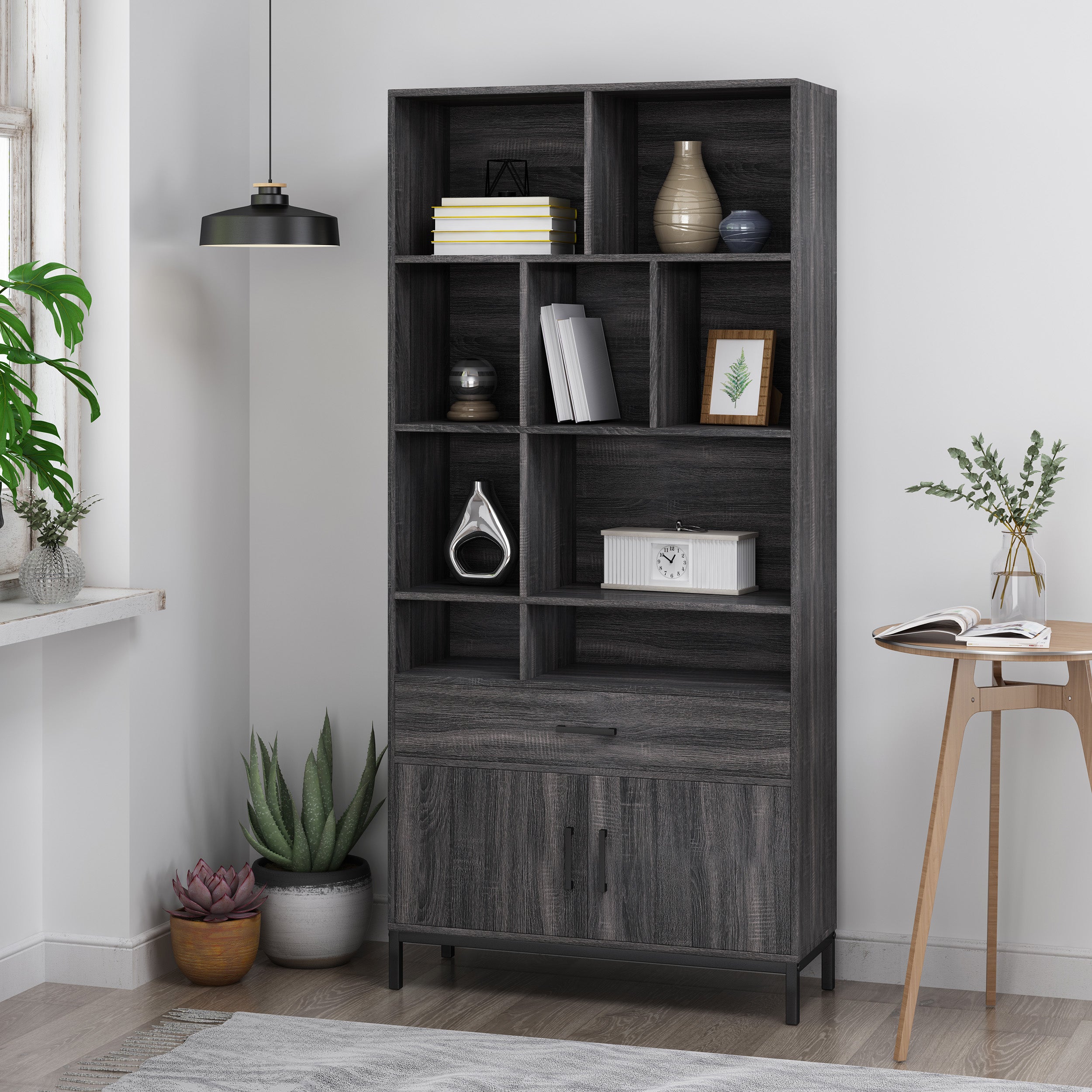 Yelianny Bookcase With Storage Cabinet & Drawer