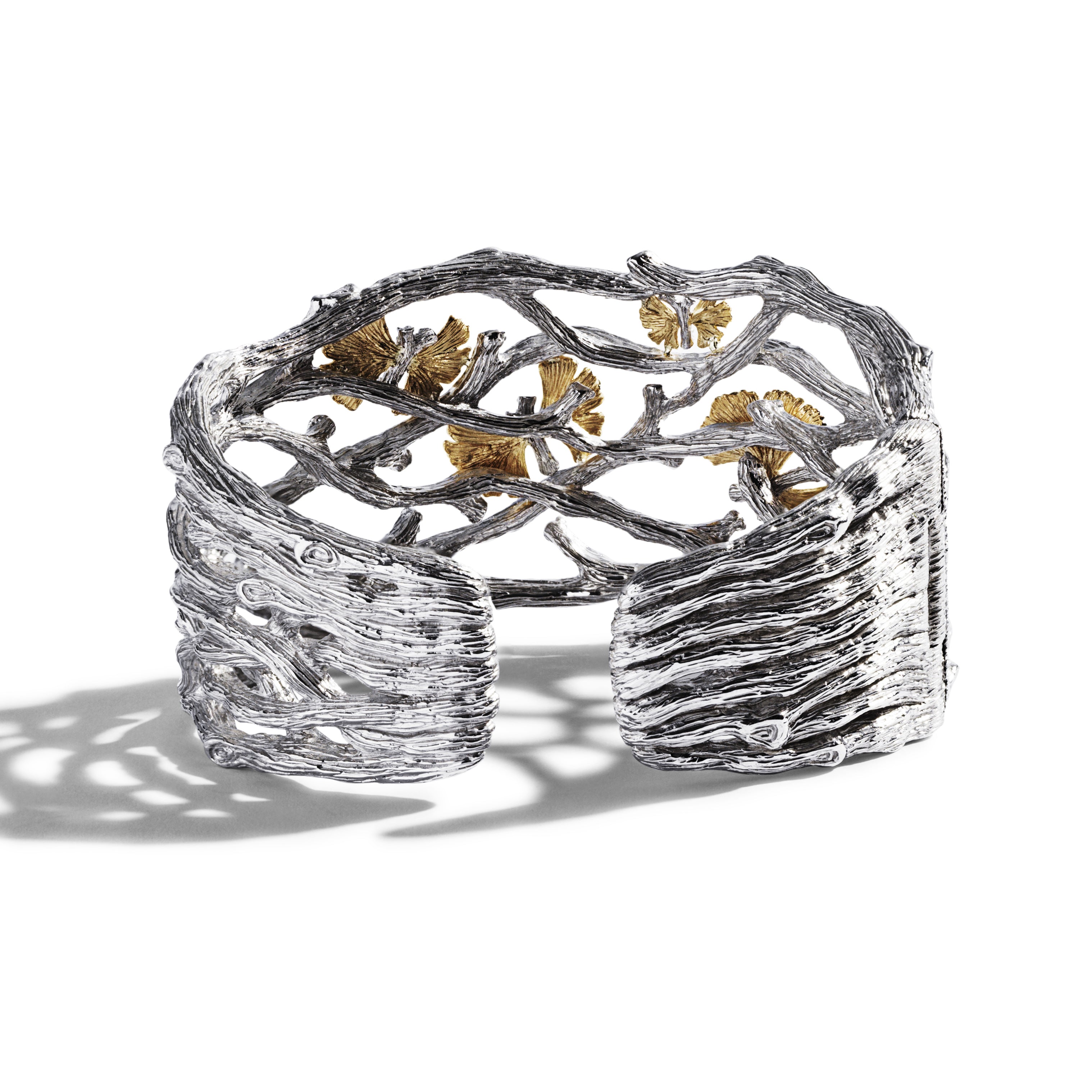 Butterfly Ginkgo Cuff Bracelet with Diamonds