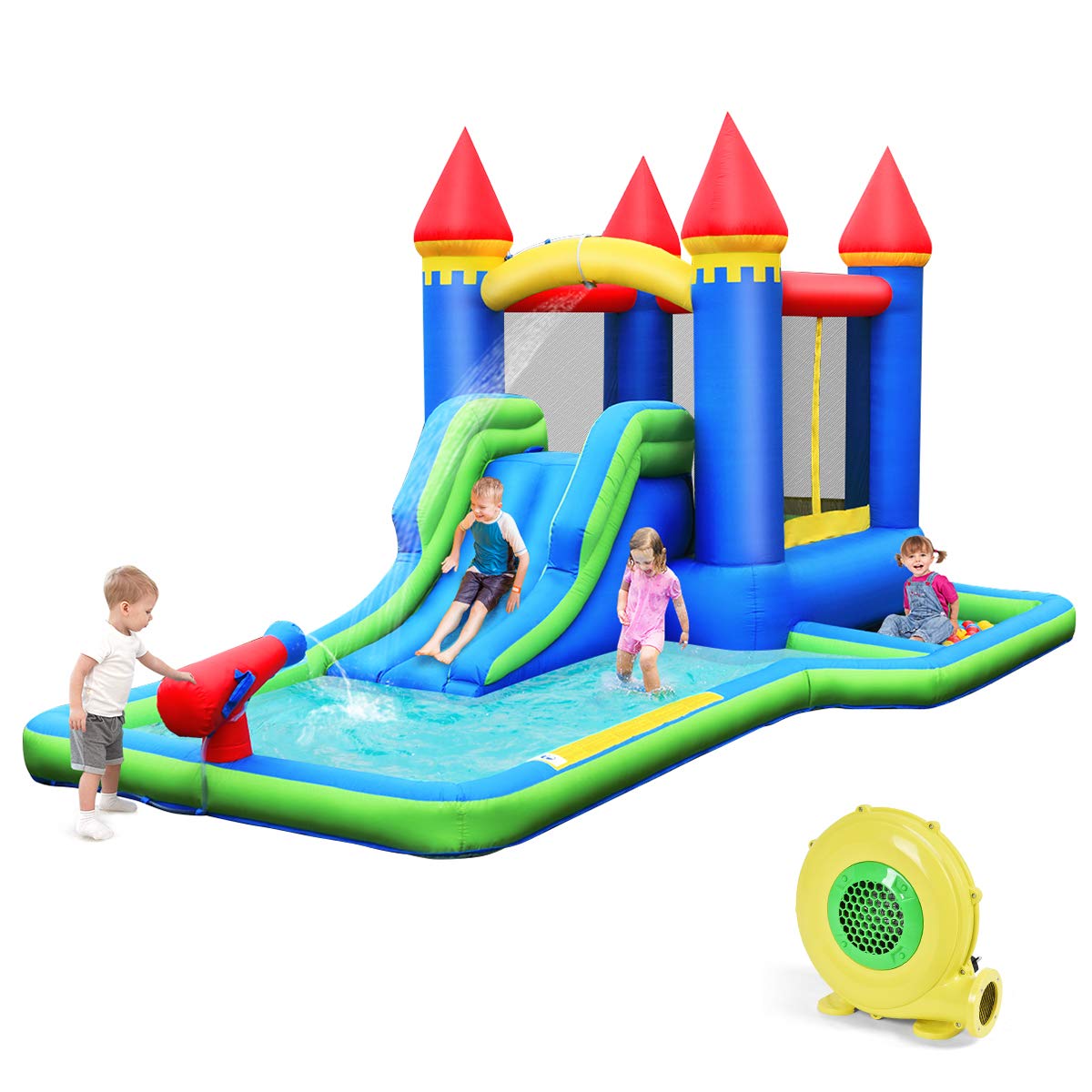 BOUNTECH Inflatable Bounce House | Kids Castle Water Slide with Climbing Wall for Backyard