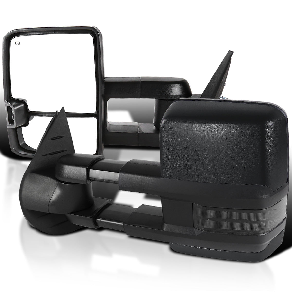 Spec-D Tuning Facelift Style Smoke Led Signal Power + Heated Towing Mirrors Compatible with Chevy Silverado GMC Sierra 2007-2013