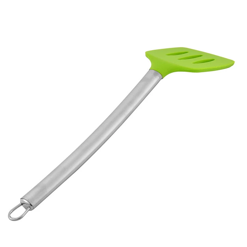 Kitchenware Stainless Steel Grip Silicone Slotted Pancake Turner Spatula