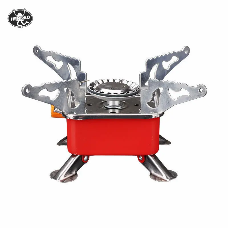 Folded square 3.7 inches gas stove stainless steel red 2800W high power gas cooker outdoor camping hiking butane burner