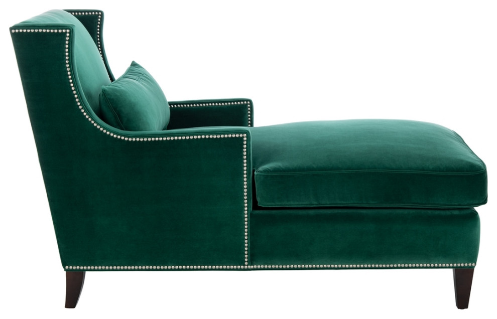 Carolann Studded Chaise Hunter Green   Contemporary   Indoor Chaise Lounge Chairs   by Love Sofa  Houzz