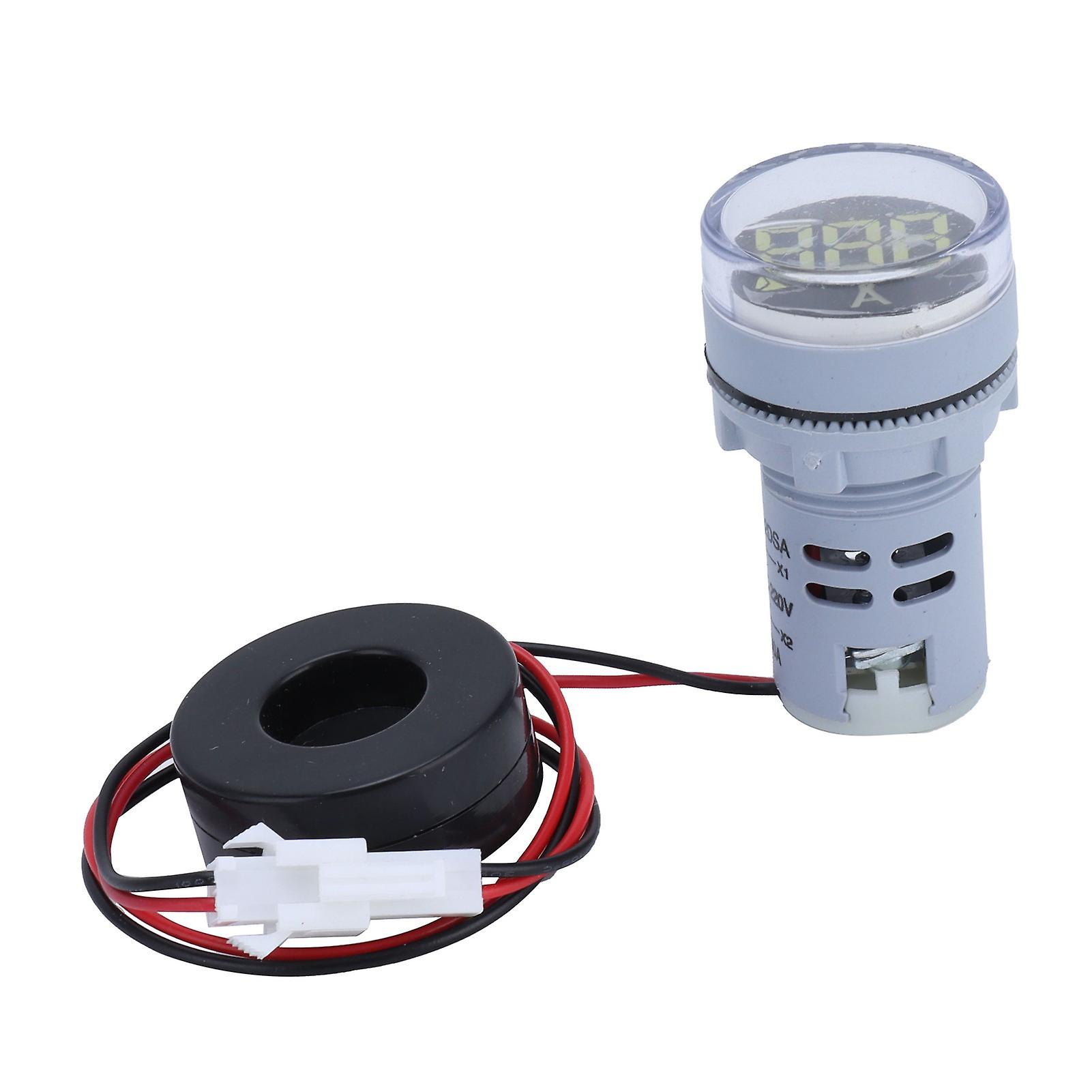 Digital Current Meter Universal Ammeter Signal Indicator Lamp Light AC 220V AD16‑22DSAWhite