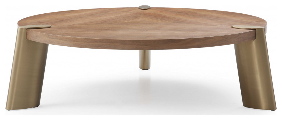 HomeRoots 55 quotX 55 quotX 17 quotWalnut Stainless Steel Coffee Table   Contemporary   Coffee Tables   by HomeRoots  Houzz