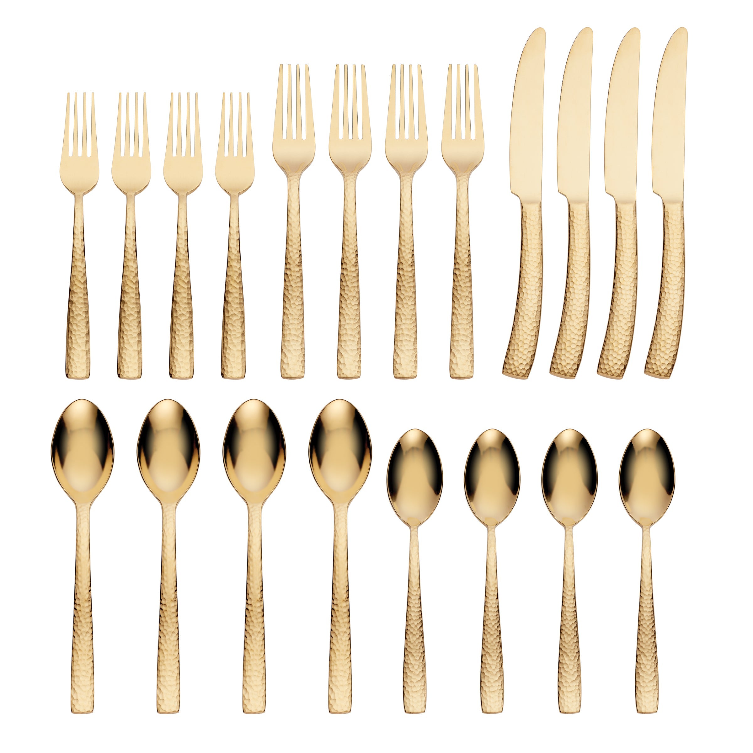 Paris Hammered Gold 20 Piece Everyday Flatware Set