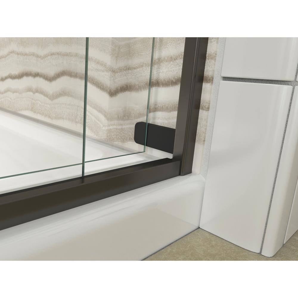 KOHLER Levity 59.625 in. W x 59.75 in. H Frameless Sliding Tub Door with Handles in Anodized Dark Bronze 706002-L-ABZ