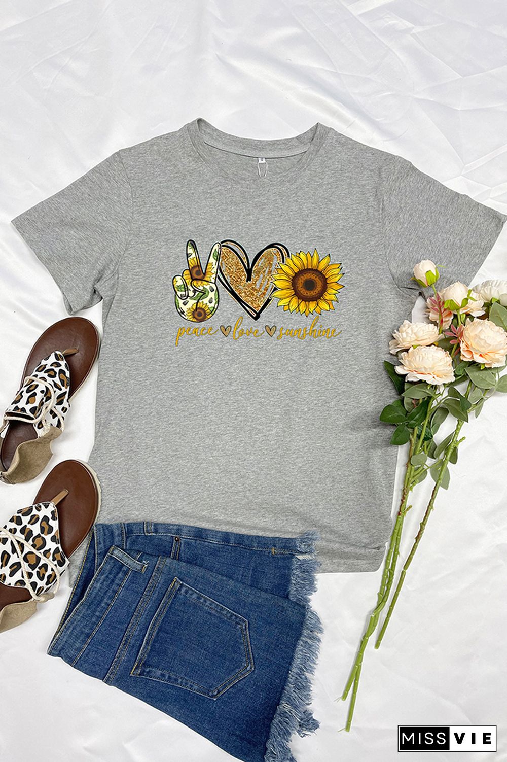 Peace Love Sunshine Short Sleeve Graphic Tee Wholesale