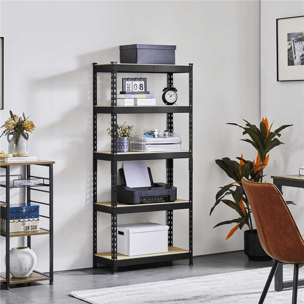 Topeakmart 5 Tiers Boltless Metal Storage Shelf with MDF Wood Boards for Warehouse Store Home