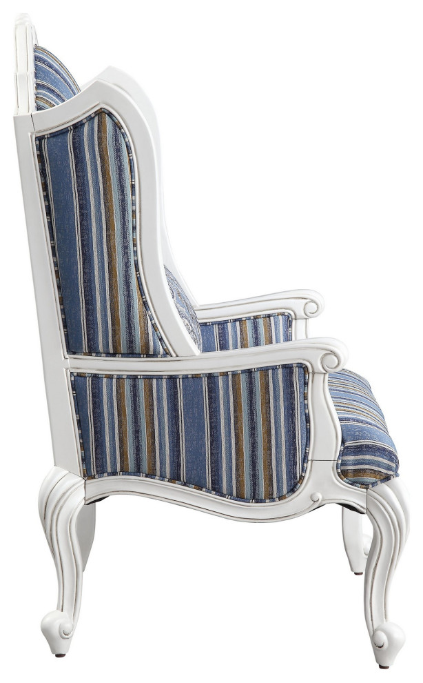 Benzara BM250655 Chair With Wingback and Resin Queen Anne Legs  Blue   Victorian   Armchairs And Accent Chairs   by Uber Bazaar  Houzz