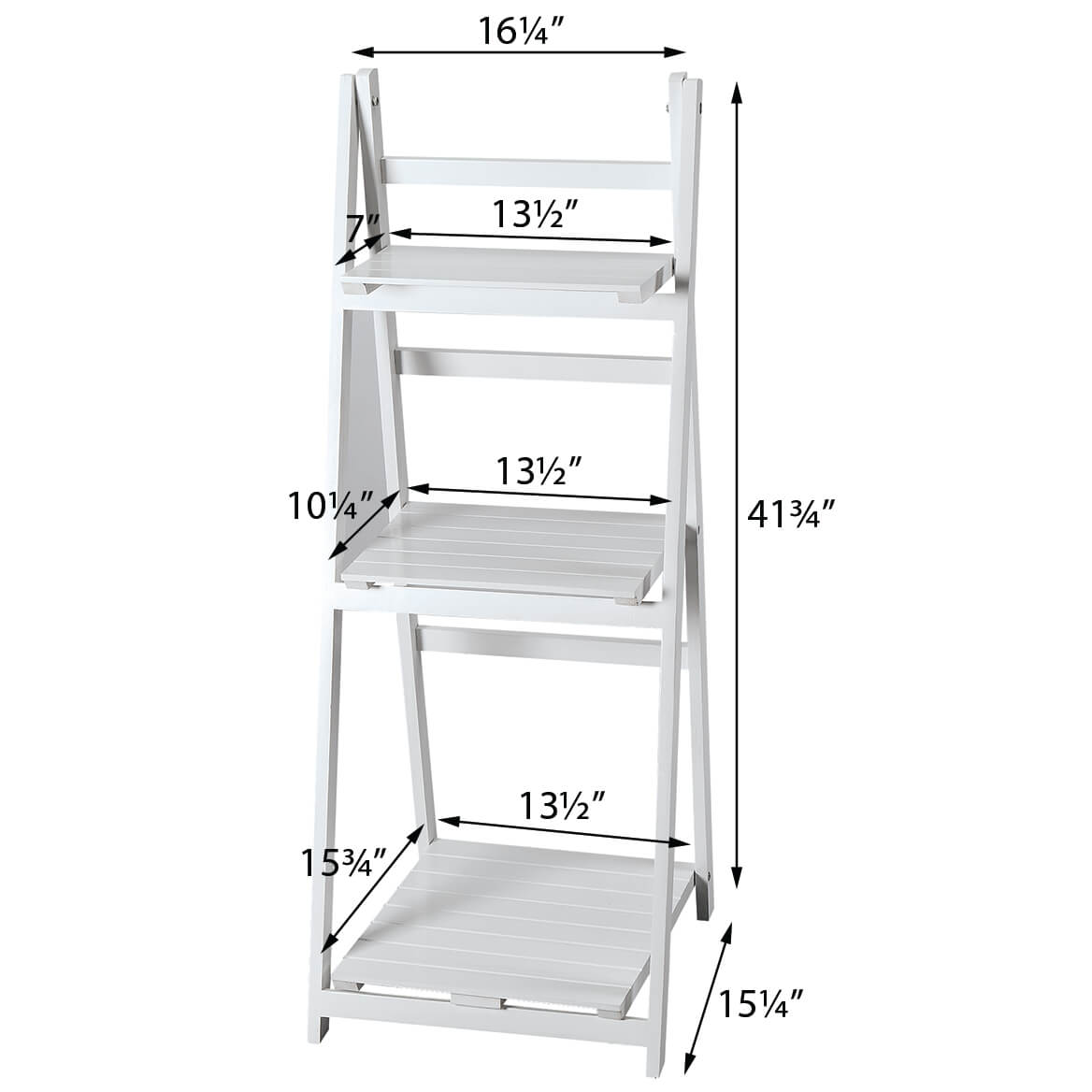 OakRidge Freestanding 3-Tier Ladder Shelf， Decorative Storage Rack， White