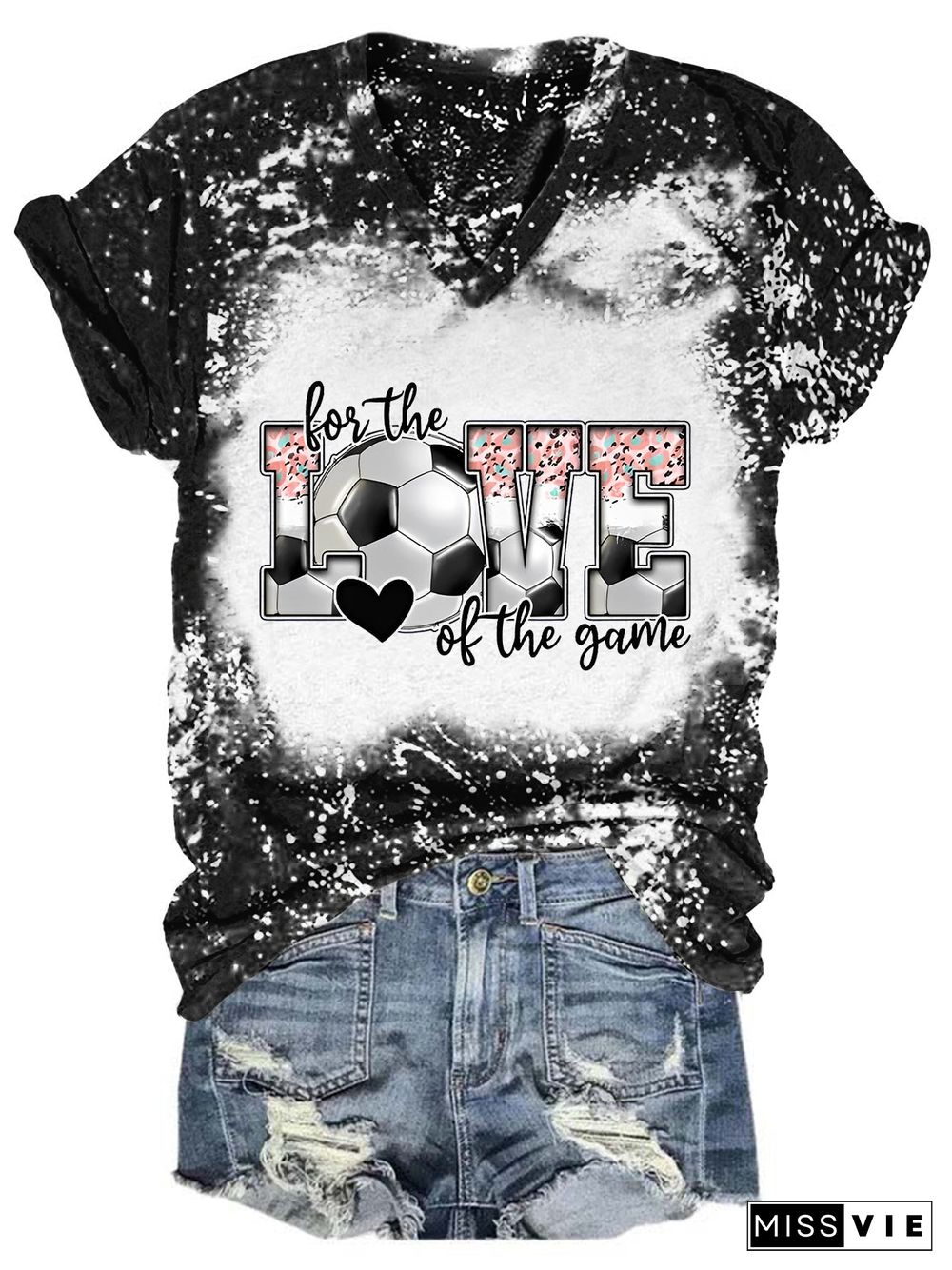 LOVE Soccer Tie Dye V Neck T-shirt