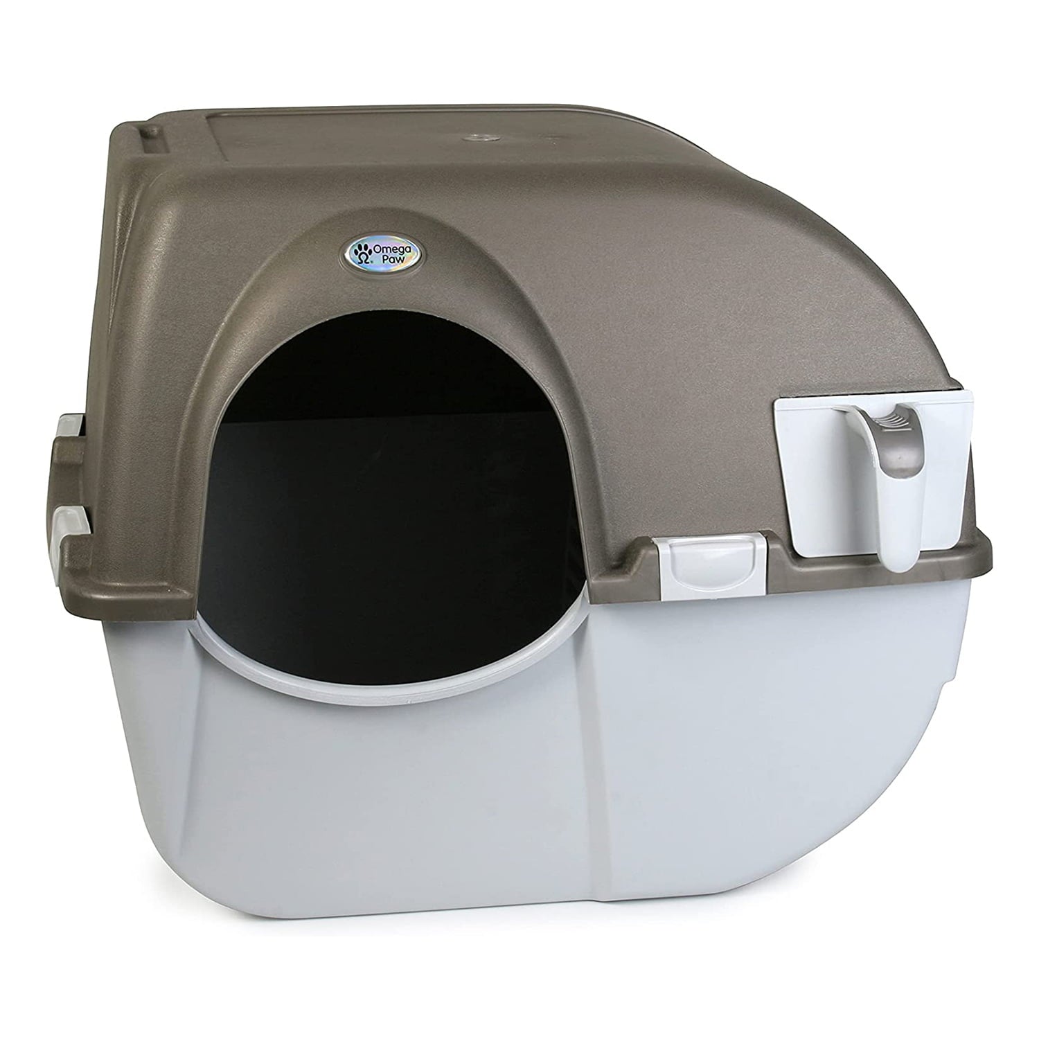 Omega Paw Roll 'n Clean Self Cleaning Regular Sized Litter Box， Grey