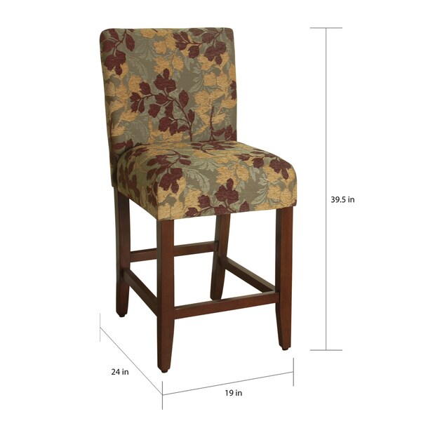 HomePop 24-inch Counter Height Tan Sage Leaf Upholstered Barstool - 24 inches - 24 inches