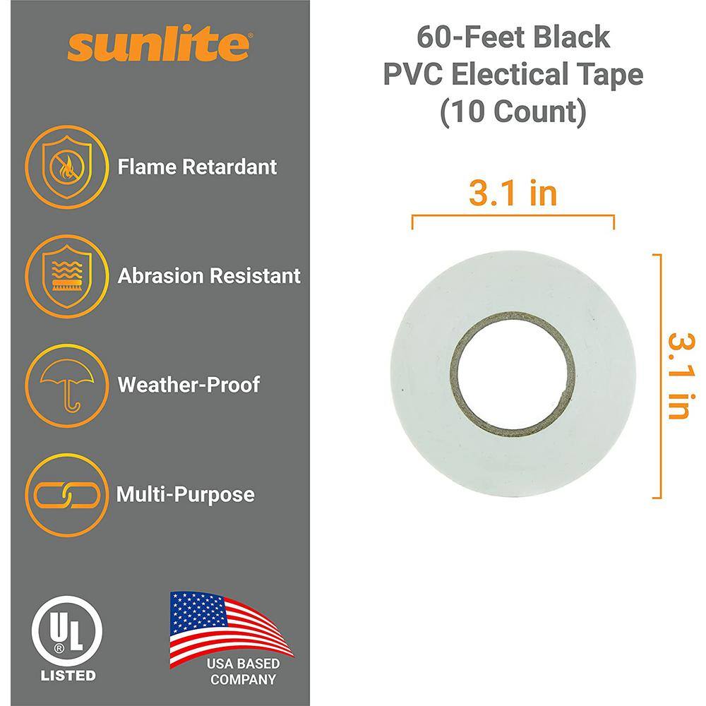 Sunlite 0.75 in x 60 ft. Electrical Tape White (10-Pack) HD41325