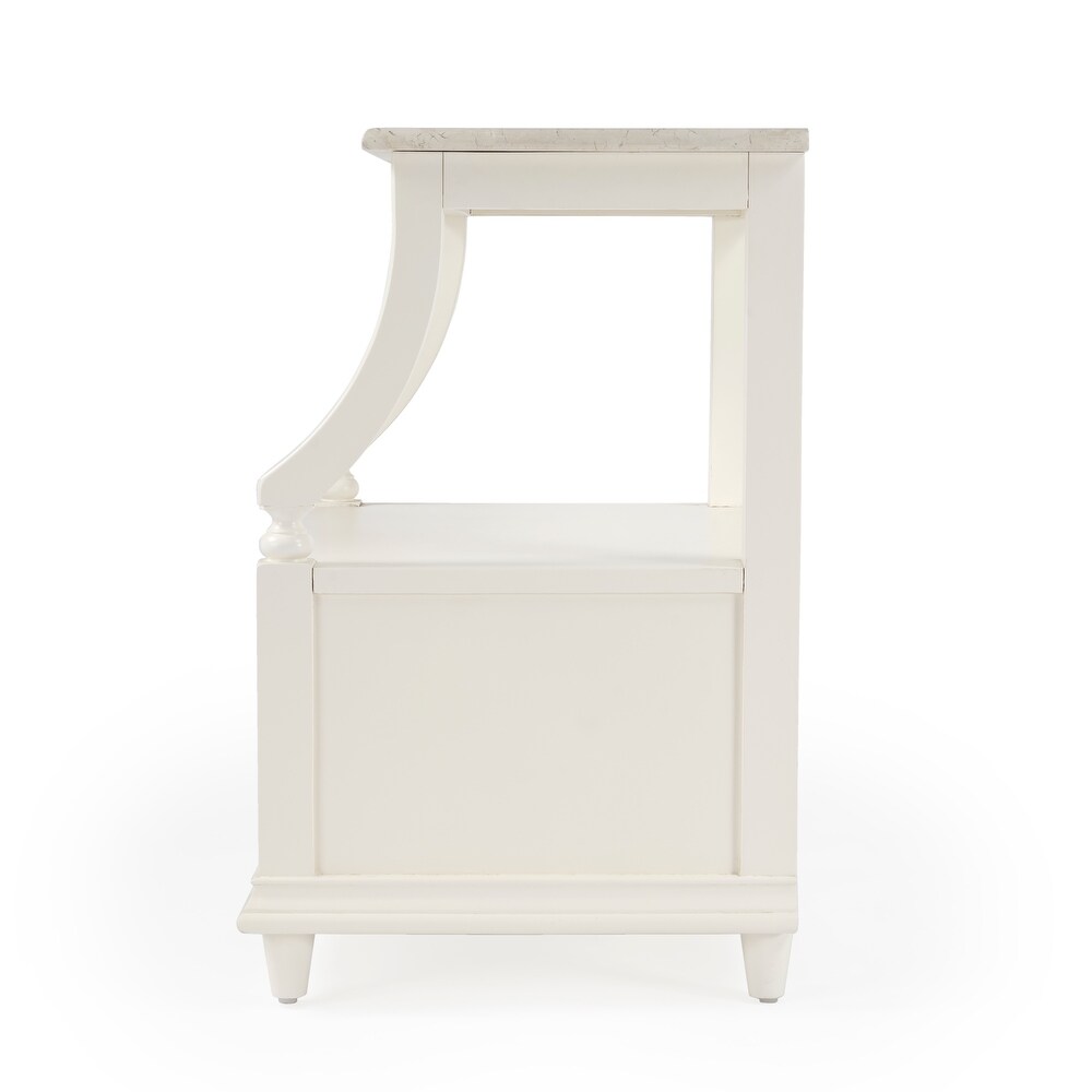 Mabel Genuine Marble and Wood 1 Drawer Nightstand