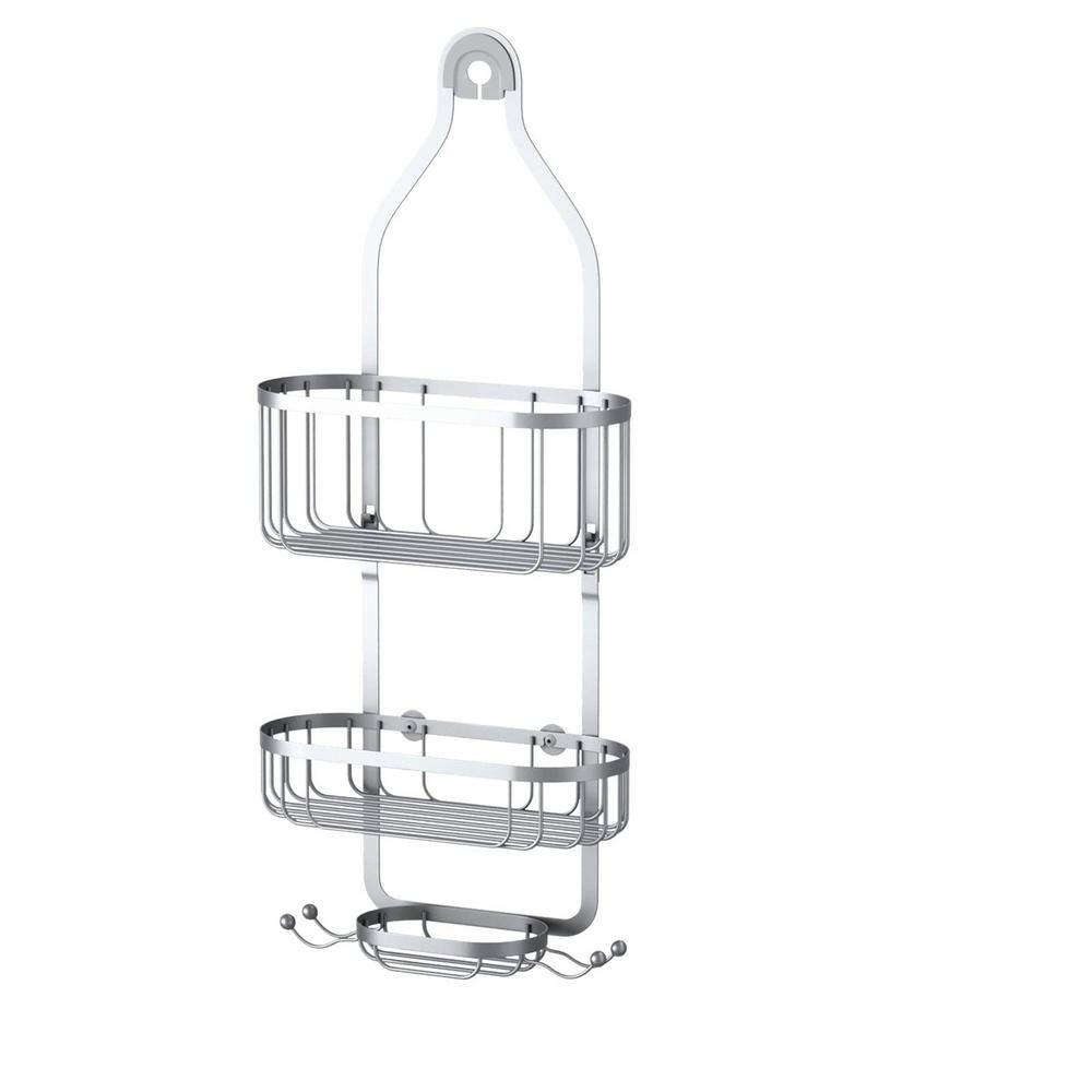 Cubilan Over Head Shower Caddy Shower Storage Rack Basket with Hooks in Silver HD-W6G