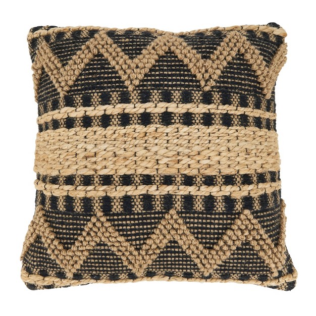 Oversize Textured Zig Zag Woven Down Filled Square Throw Pillow Black Saro Lifestyle