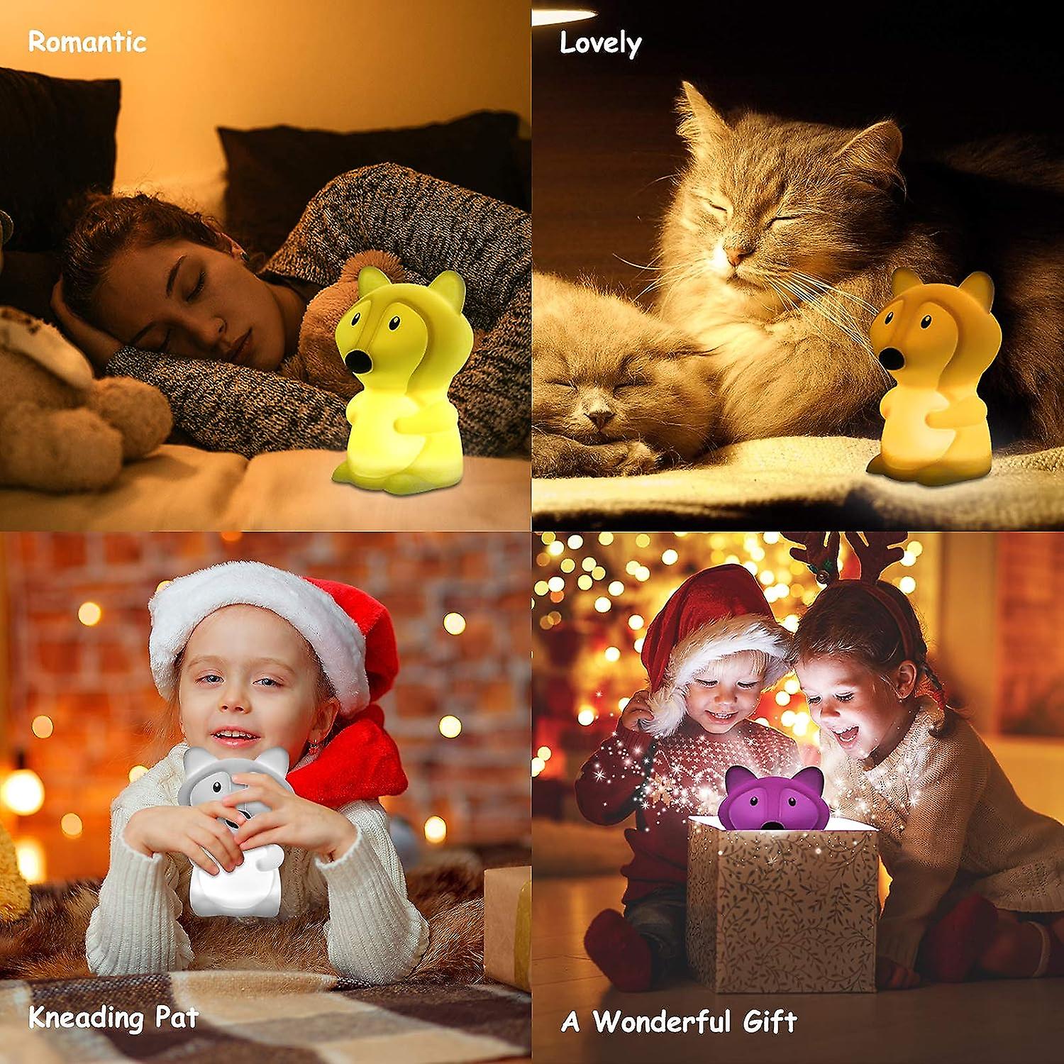 Kids Night Light，fox Night Light Silicone Lamp 9 Colors Usb Rechargeable Can Be Timed Night Light Kids Deco Lamp