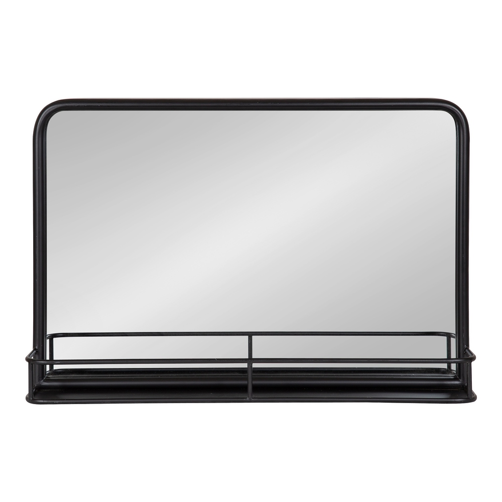 Kate and Laurel Estero Metal Framed Radius Rectangle Mirror with Shelf