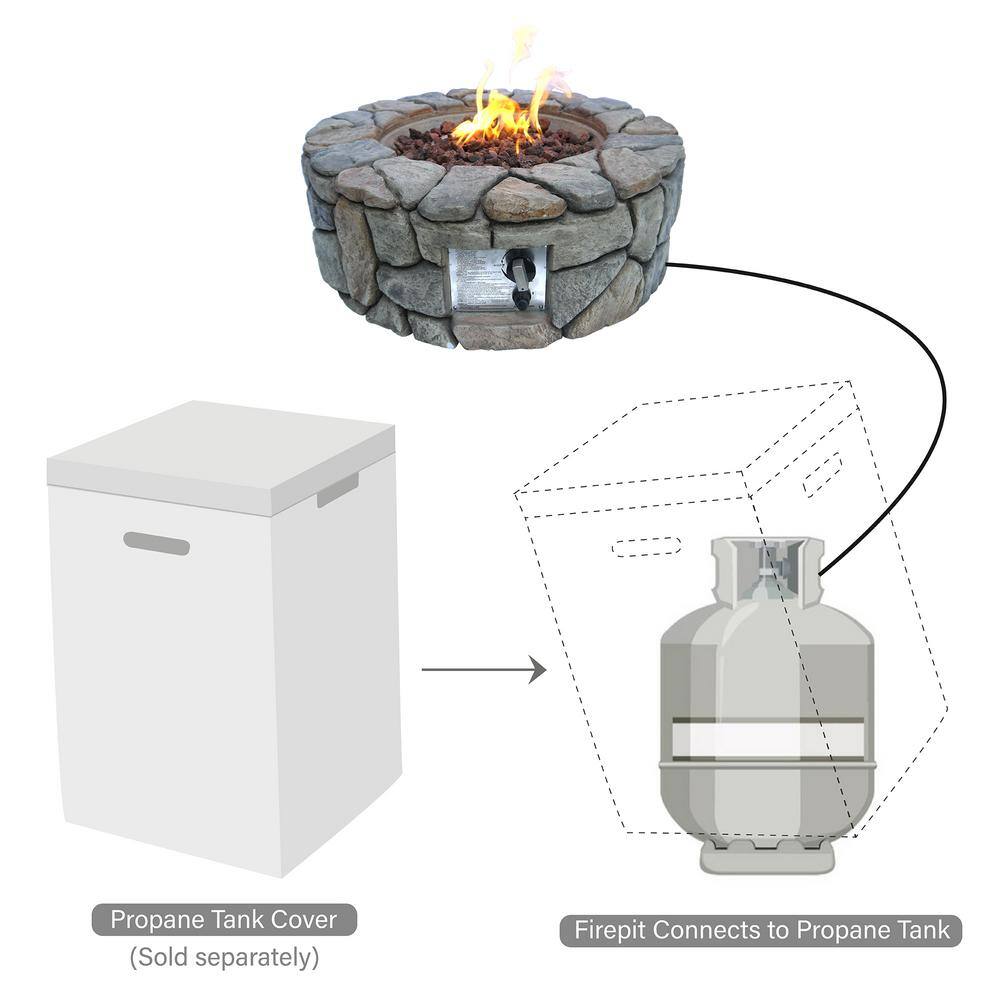 Teamson Home 28 in. Outdoor Round Stone Propane Gas Fire Pit HF09501AA