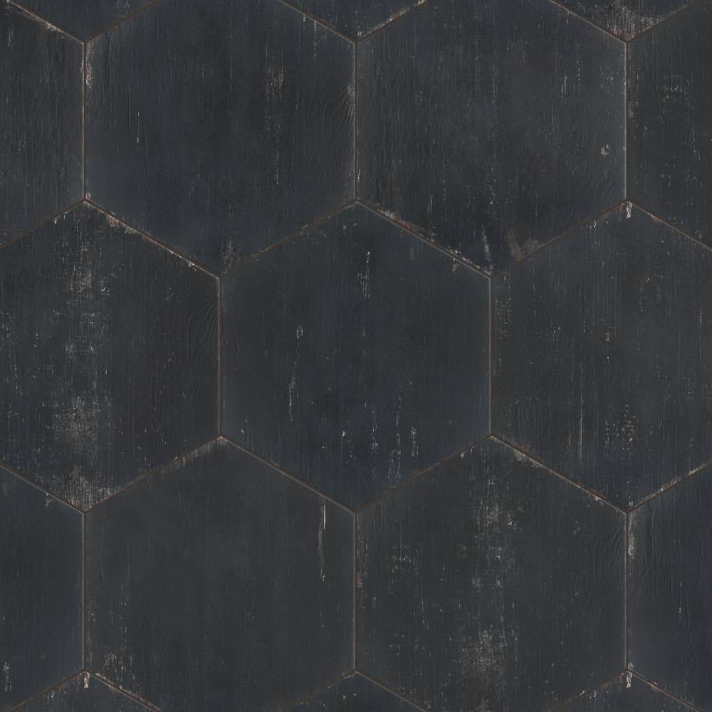 Merola Tile Retro Hex Nero 14-18 in. x 16-14 in. Porcelain Floor and Wall Tile (11.07 sq. ft.Case) FNURTXNG