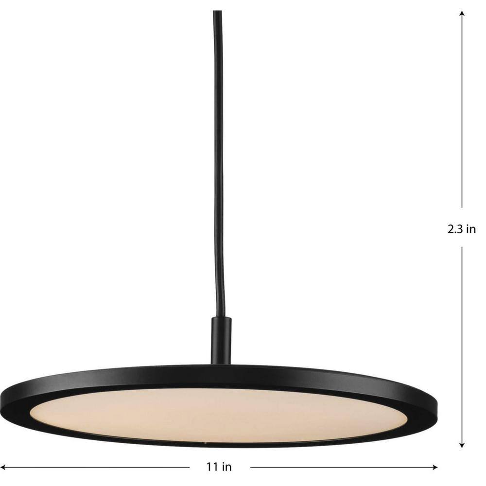 Progress Lighting Everlume 20-Watt Integrated LED 1-Light for Kitchen Matte Black Modern Integrated LED Pendant Light for Kitchen P500366-31M-30