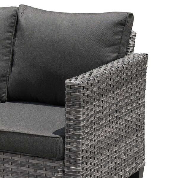 HOOOWOOO Outdoor Patio Furniture Wicker Loveseat Sofa