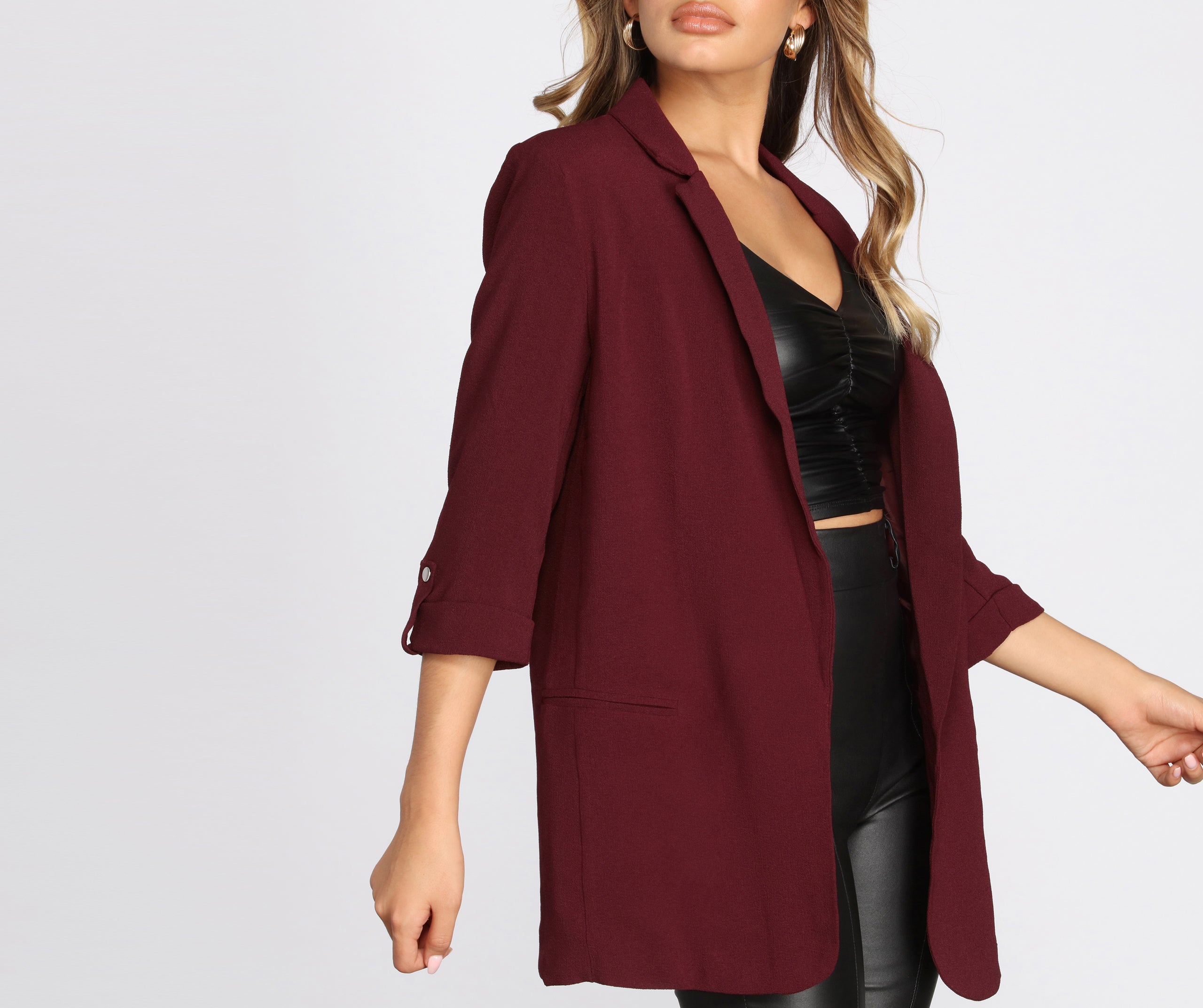 Over-Sized Woven Boyfriend Blazer