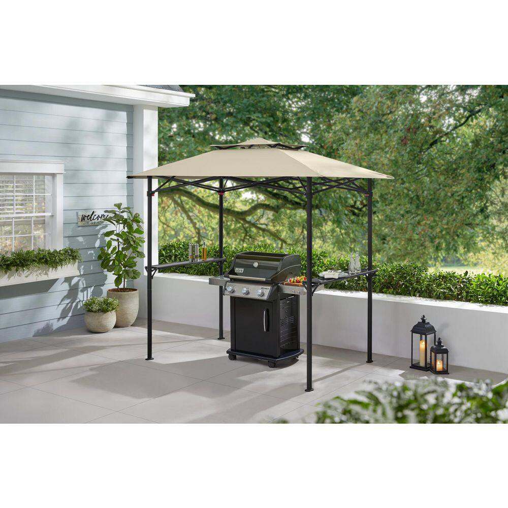 Hampton Bay 8 ft. x 5 ft. Khaki Instant Canopy Pop Up Grill Gazebo G40C