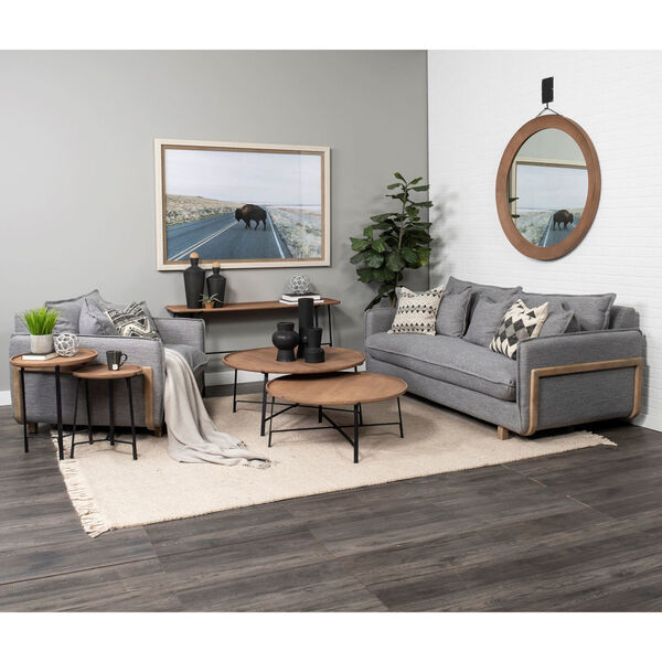 Roy I Castlerock Gray Upholstered Three Seater Sofa