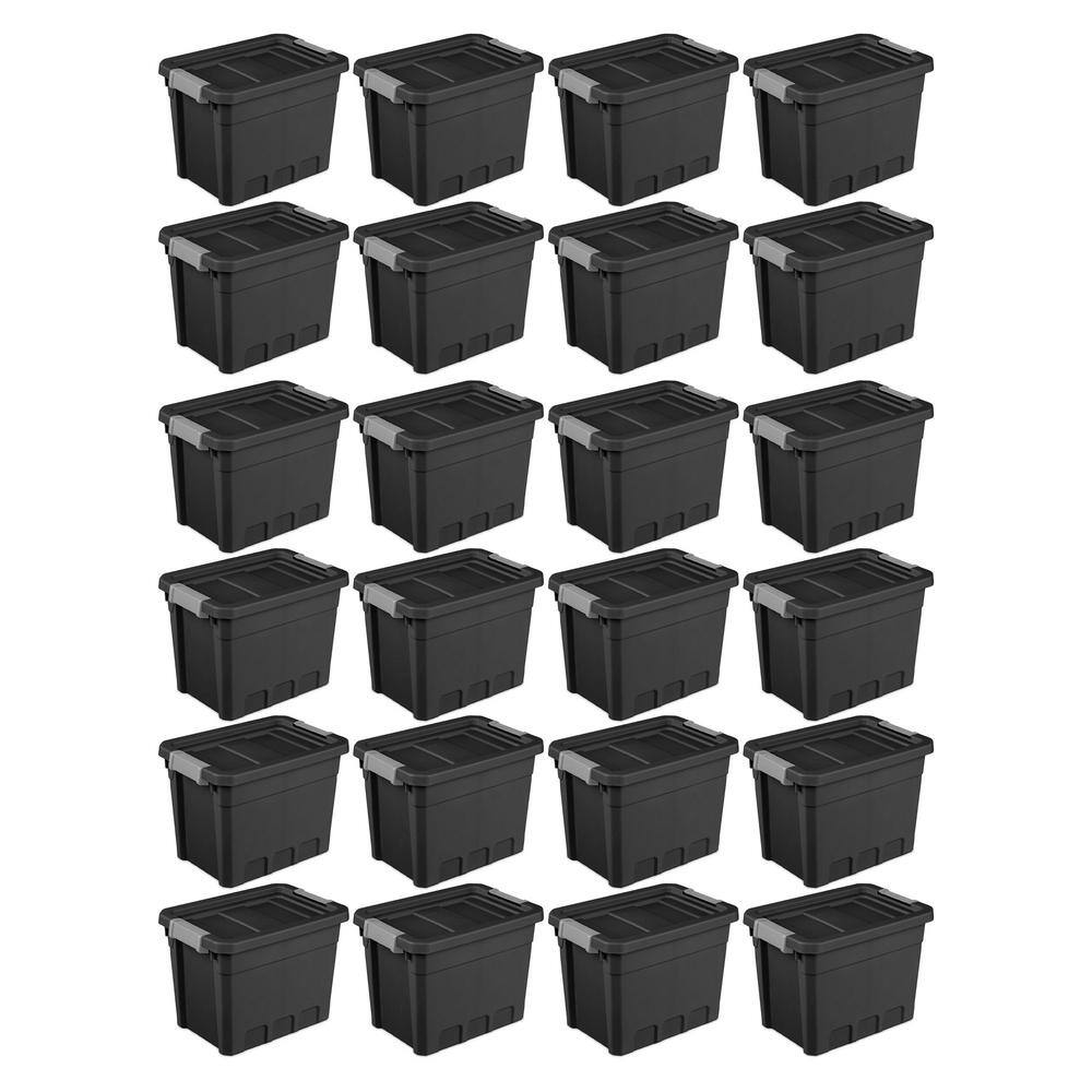 Sterilite 7.5 gal. Rugged Industrial Storage Totes with Latch Lid in Black (24-Pack) 24 x 14839006