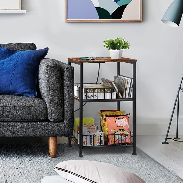 3 Tier Side Table with Charging Station