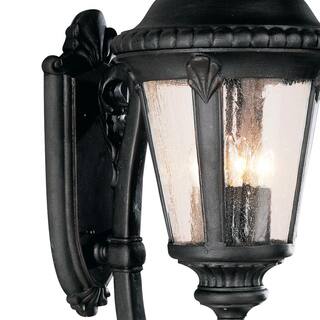 Bel Air Lighting Commons 4-Light Black Coach Outdoor Wall Light Fixture with Seeded Glass 5042 BK