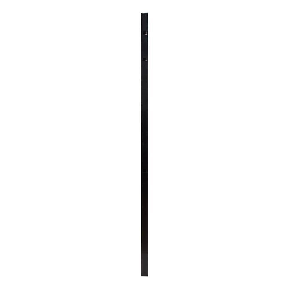 FORTRESS Athens 2 in. x 2 in. x 6 ft. Gloss Black Aluminum Pressed Spear Fence End Post 4032072432M