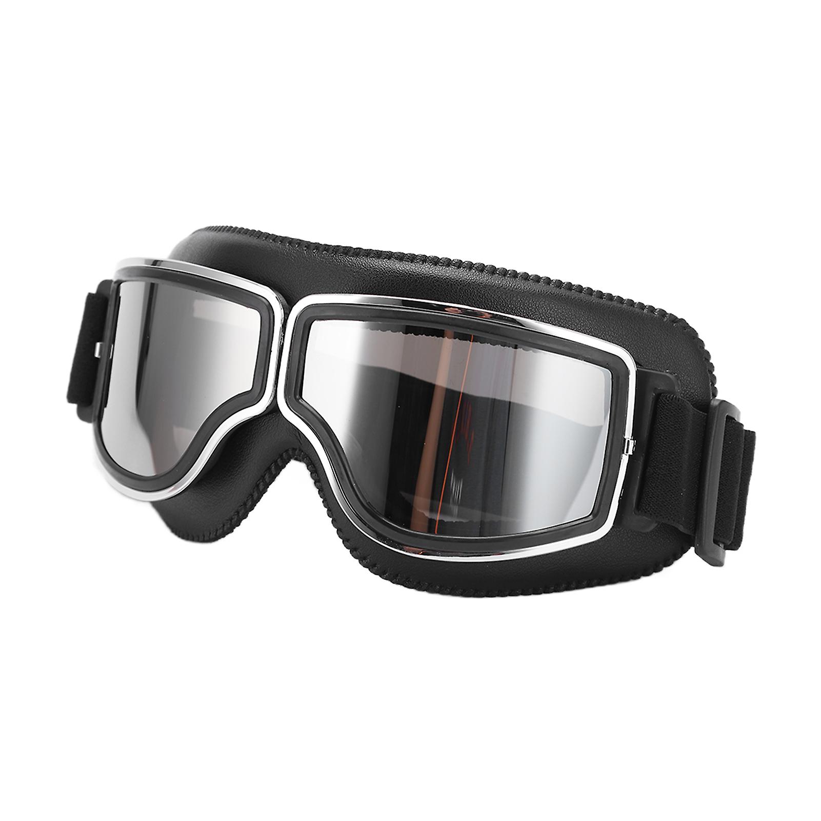 Wind Sand Protection Motorcycle Glasses Adjustable Tightness Outdoor Motocross Gogglesblack Frame Silver Lens