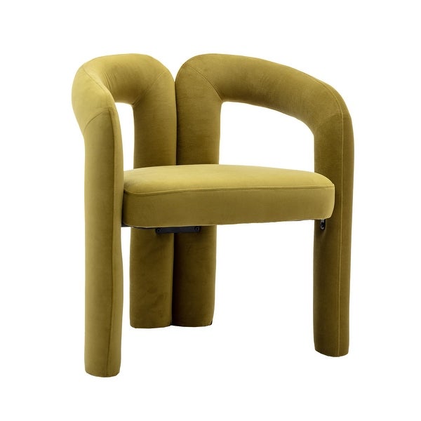 Velvet Upholstered Goat's horn Armless Accent Chair For Living Room