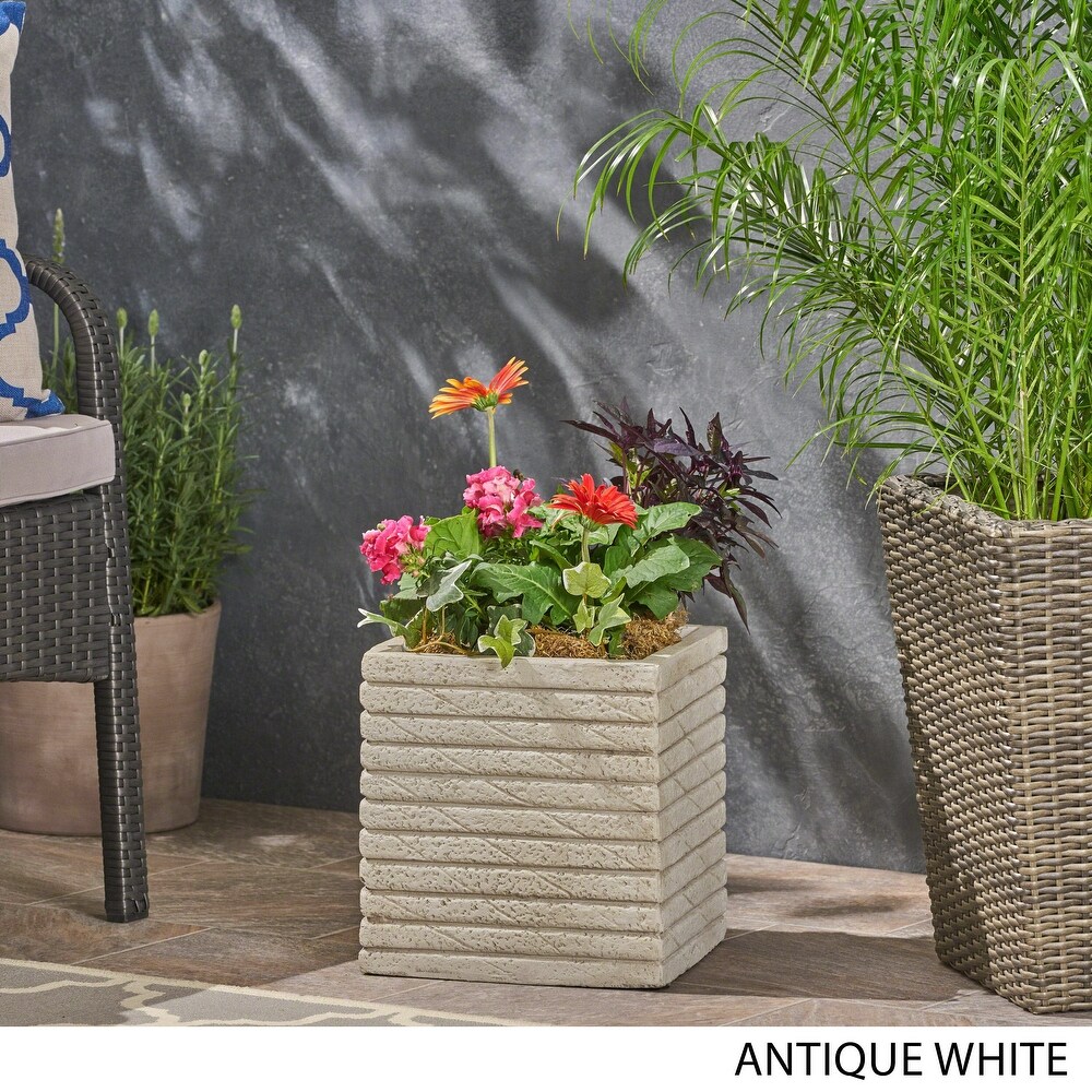 Kaden Square Riveted Lightweight Concrete Indoor/ Outdoor Planter by Christopher Knight Home