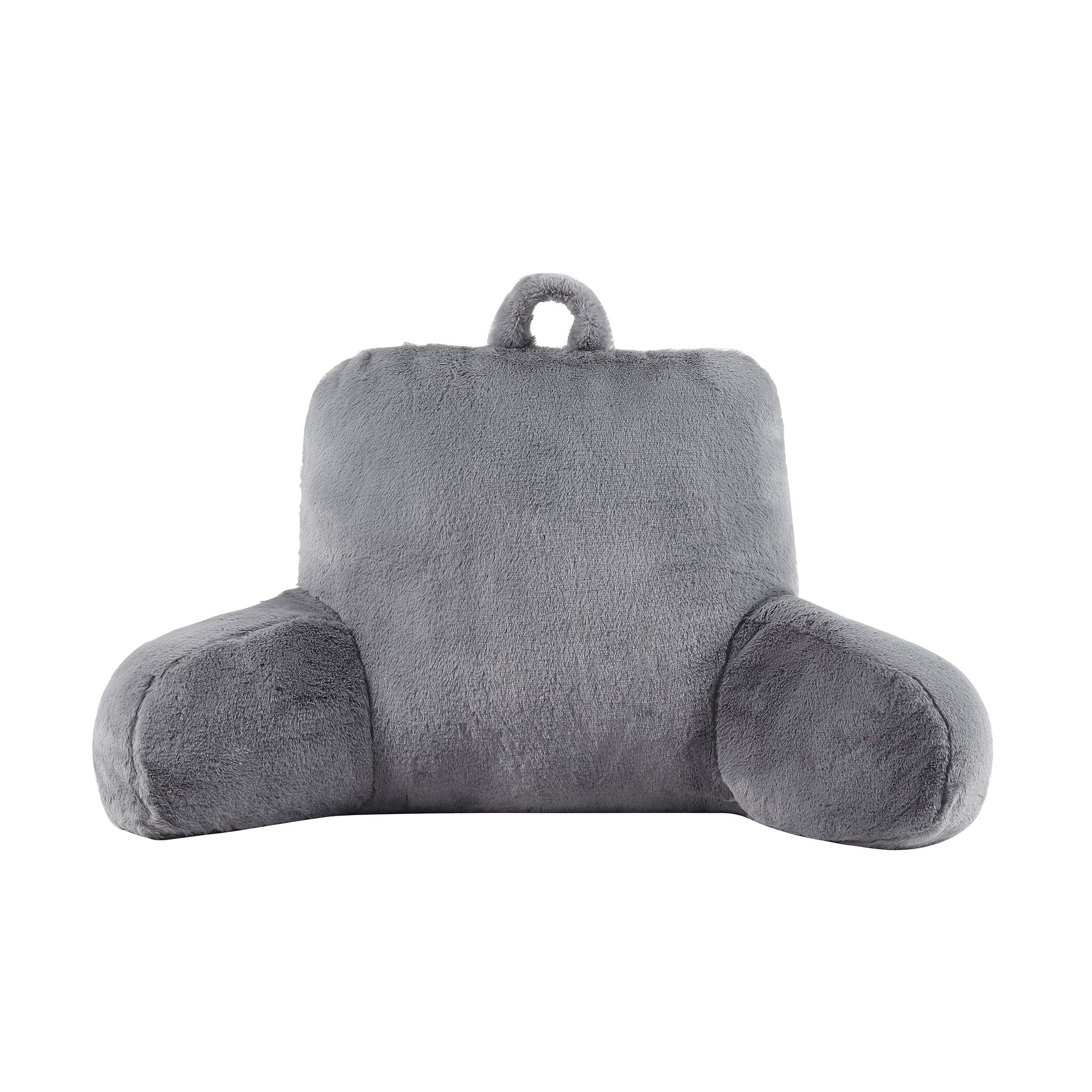 Mainstays Faux Fur Plush Bedrest Pillow， Specialty Size， Grey ， 1 Piece